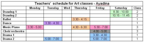 Art schedule for kids